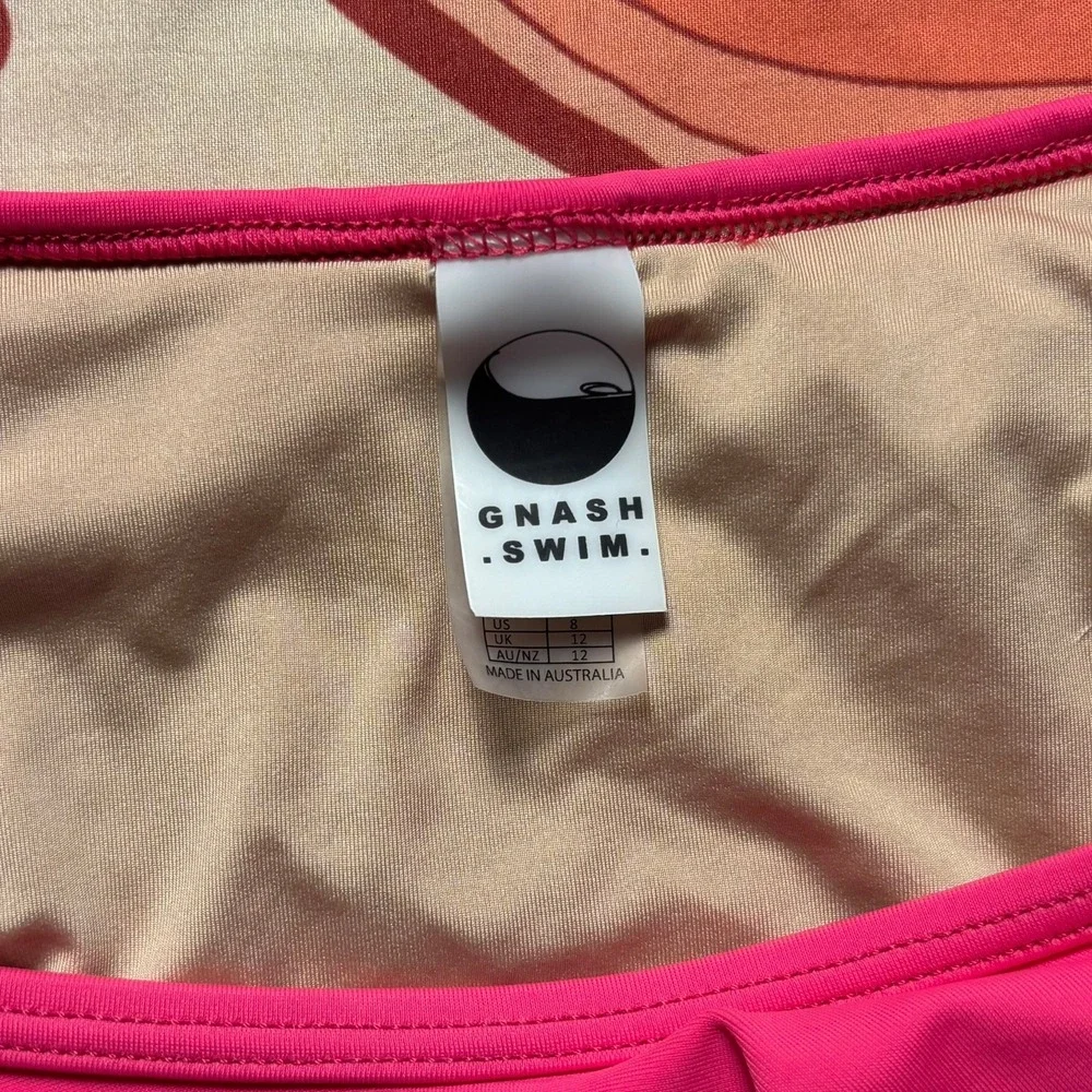Gnash Swim Free People Pink Ruffle Bikini Set Size 8 US Made in Australia Lycra